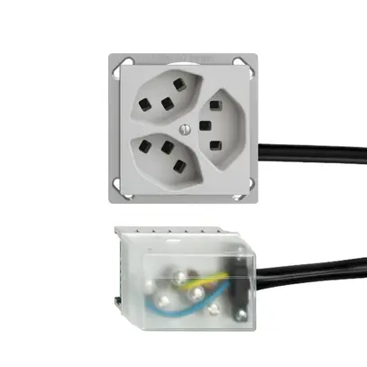 Prise INC 3×T23 16A gris clair L2 EDIZIOdue pour Ecobus power 