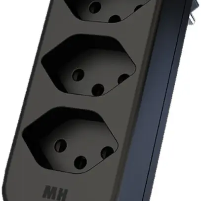 Quadrupla spina tipo 13 maxADAPTturn 10A 250V, 3×fronte, 1×basso, rotativo, nero 