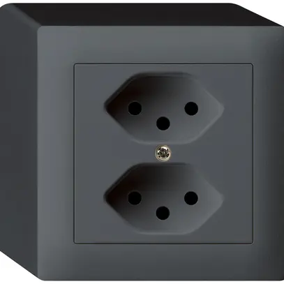 Prise AP kallysto 2×T13 anthracite avec sécurité enfants 