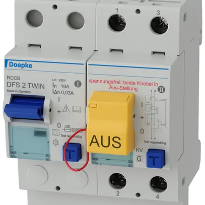 Interrupteur différentiel Doepke DFS 2 TWIN KV 1LN 230V 16A 0.03A type A 10kA 