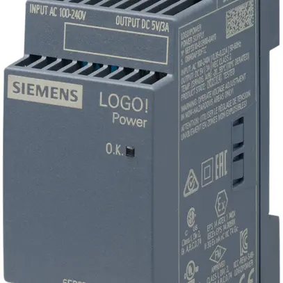 Alimentazione Siemens LOGO!POWER, IN:100…240VAC, OUT:5VDC/3A, 2UM 