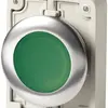 Poussoir lumineux ETN, face plate, à rappel, vert, sans marquage 