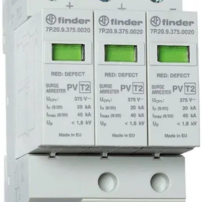 Parasurtension Finder type 2, pour systèmes photovoltaïques jusqu'à 750 VDC 