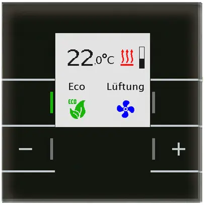 Thermostat d'ambiance KNX ENC MDT SCN-RTRGS.02S écran LED verre noir 