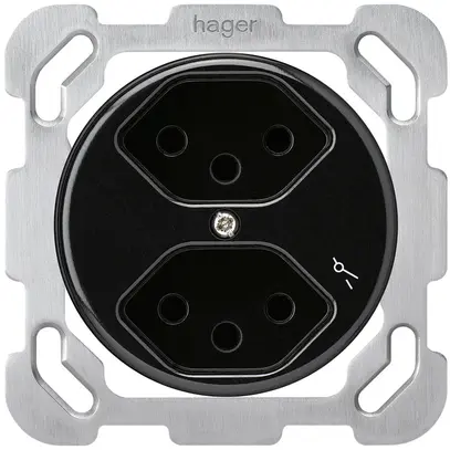 Insert pour prise ENC basico 2×type 13/1 noir avec sécurité enfants 