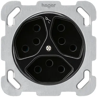 Inserto per presa INC basico 3×tipo 13S con placca di fissaggio nero 