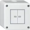 Interrupteur AP robusto IP55 schema 3/contact à poussoir 2×lumineux blanc 