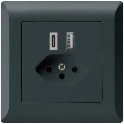 UP-USB-Ladesteckdose kallysto.line 18W PD 1×Typ A 1×Typ C T13 schwarz 