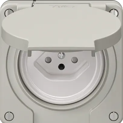 Prise FI NEVO N.CO, 30mA, type 13, shutter, bornes de raccordement, gris clair 