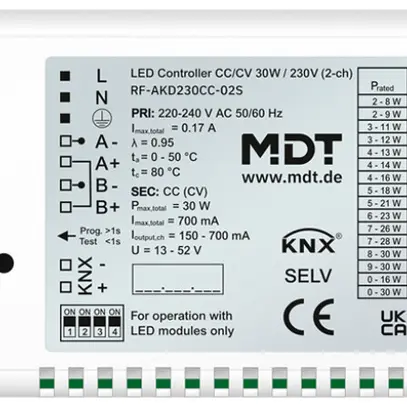 Alimentation LED KNX MDT RF-AKD230CC.02S 2-can 30W 220…240V 