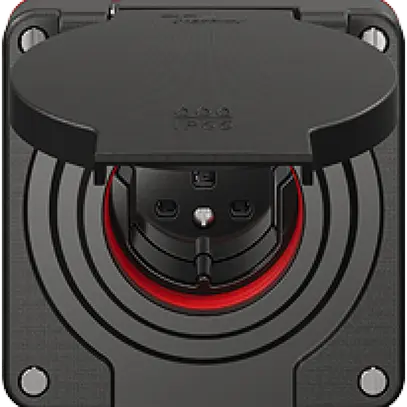 Presa NEVO N.CO 1×T25, IP55 secondo SN 441011, c.guarnizione rossa, nero 