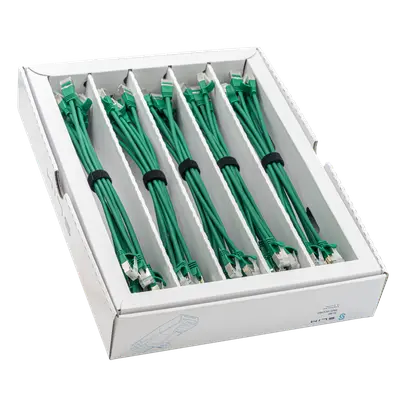 Cavo patch SLIM: 25cm, verde, 50 pezzi Cat.6A, U/FTP, jack non infrangibile 