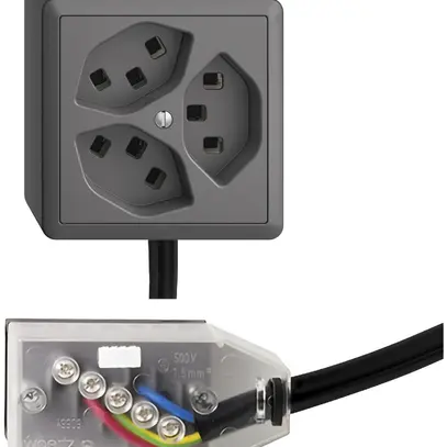 Prise AP 3×T23 16A gris foncé L2 EDIZIOdue pour Technofil 