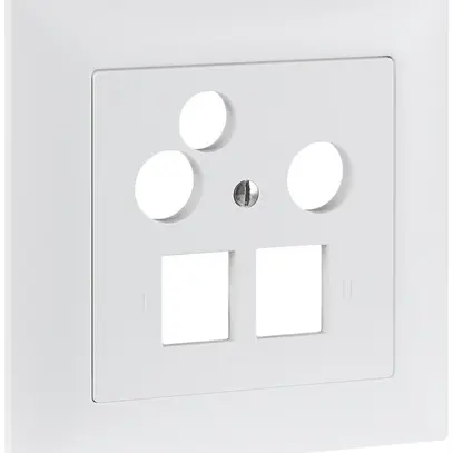 Kit frontale ENC R&M MiniDat 2×RJ45 3×coaxial 88×88mm blanc 