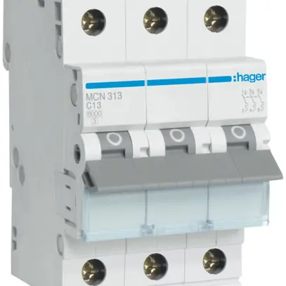 Disjoncteur Hager MCB 3P 415V type C 13A Icn 6kA 3UM 