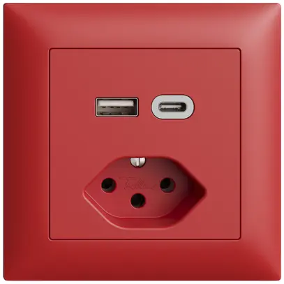 Prise ENC USB type A+C + type 13 Feller EDIZIOdue FMI 230V 3000mA berry 