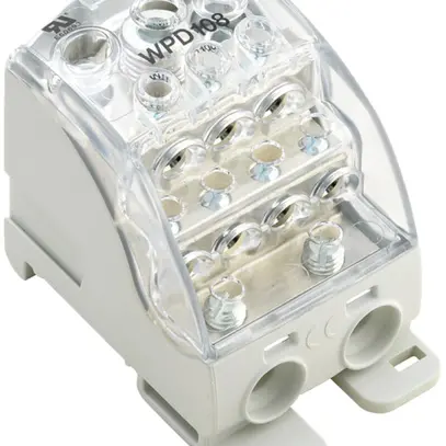 Blocco ripartizione WM WPD 108 1×120/2×35+3×25+4×16 1L a vite TS35 grigio 