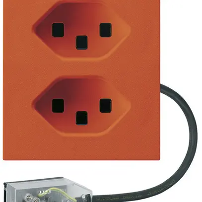 Presa INS 2×tipo 23 Hager FLF per cavo piatto Technofil L3 arancione 