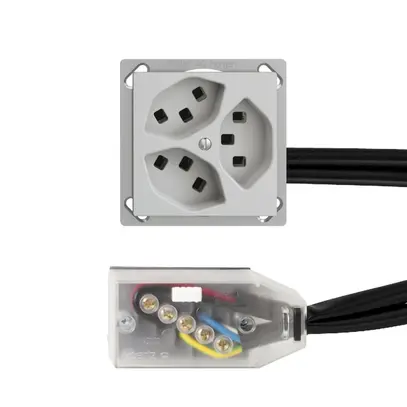 Prise INC 3×T23 16A gris clair L3 EDIZIOdue pour Technofil 