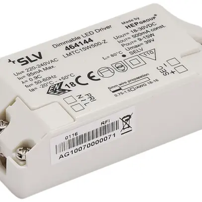 LED-Konverter SLV 15W, 500mA dimmbar mit Zugentlastung IP20 