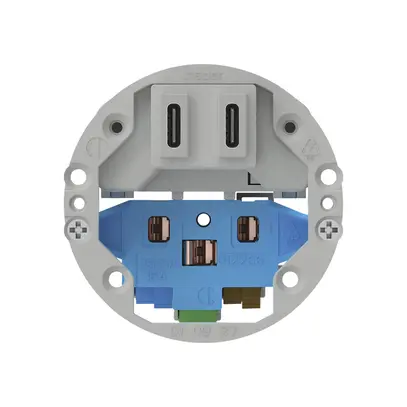 Presa di carica USB Hager C-C 20W+T13/23 5V alluminio 