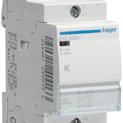 REG-Schütz Hager ESC 230VAC 4 Schliesser 0 Öffner 25A brummfrei 2TE 