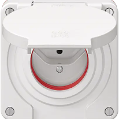 Presa NEVO N.CO 1×T13, IP55 secondo SN 441011, c.guarnizione rossa, bianco 