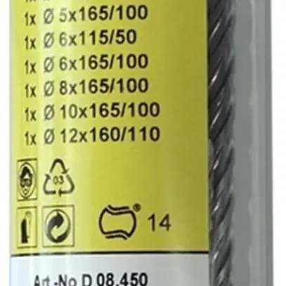 Set punte da trapano EFCO SDS-plus 4×4 S, 7 pezzi, (Ø5…12mm) 