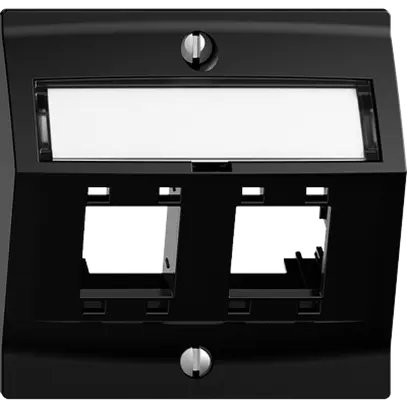 Montageset EDIZIOdue, mit Schrägauslasshaube, für 2×RJ45, schwarz 
