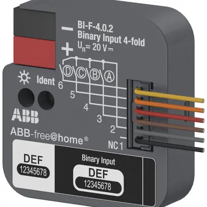 Entrée binaire INC ABB-free@home BI-F-4.0.2, 4-fois, pour contacts libres d.pot. 