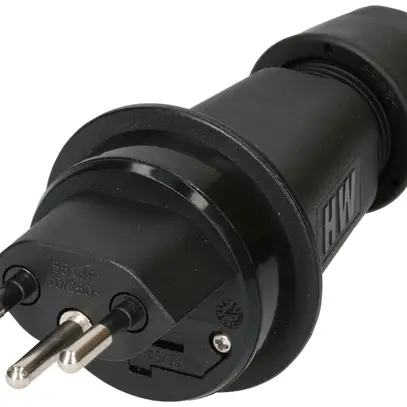 Spina mobile tipo 13 MAX HAURI 10A 250V con fusibile Ø5×20mm IP55 nero 