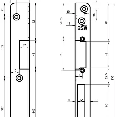 Contropiastra angolare 4/3, arrotondato, fori di fissaggio, DIN D 