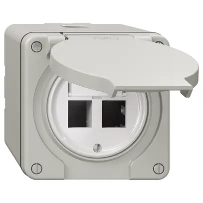 Kit di montaggio NAP Feller freenet, per uscita diritta, doppio, grigio chiaro 