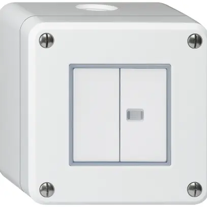 Contact à poussoir AP robusto IP55 2×1P blanc 1×lumineux 