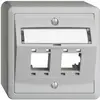 Kit montaggio AP Edue, con cappa di uscita obliqua, per 2×RJ45, grigio chiaro 