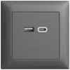 Prise ENC USB 18W type A + type C Feller EDIZIOdue FMI 230V 3600mA gris foncé 