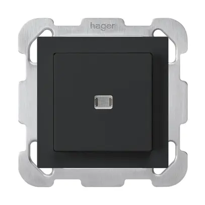 Pulsante luminoso INC kallysto A-R/2P nero con piastra di fissaggio 