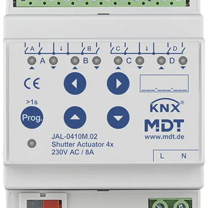 Attuatore per persiana KNX AMD MDT JAL-0410M.02 4-can 8A 300W 230VAC 4UM 
