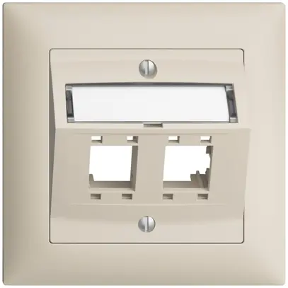 Kit montaggio ENC EDIZIOdue, con cappa di uscita obliqua, per 2×RJ45, crema 