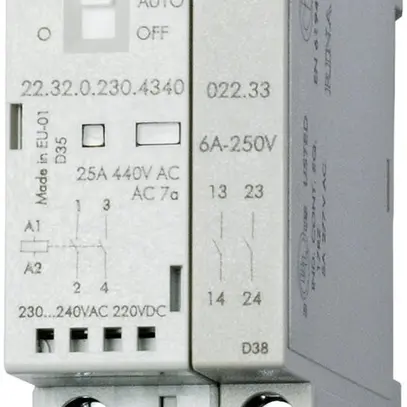 Contattore AMD Finder 22.32, 12VUC, 1Ch+1R 25A/440VAC AgSnO2, LED+interruttore 