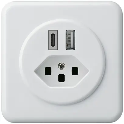 Presa di carica USB INC basico 18W PD 1×tipo A 1×tipo C T23 placca cop&fiss bi 