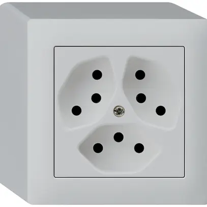 Prise AP kallysto 3×T13 gris clair avec sécurité enfants 