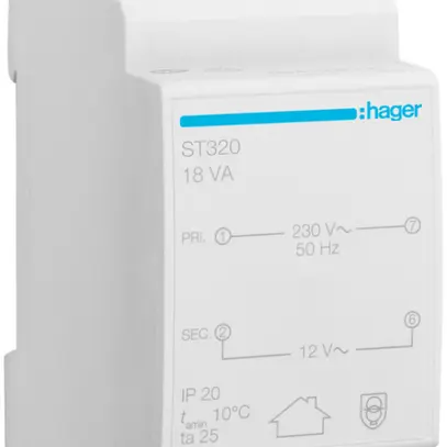 REG-Transformator Hager 18W 12V 12V 1.5A 2TE 