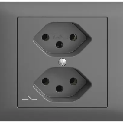 Prise INC EDIZIOdue 2×T13 gris foncé 1×S 