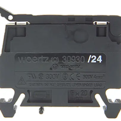 Morsetto sicur.fus.miniat.4mm² nero, con segnare per fusib. 24V 