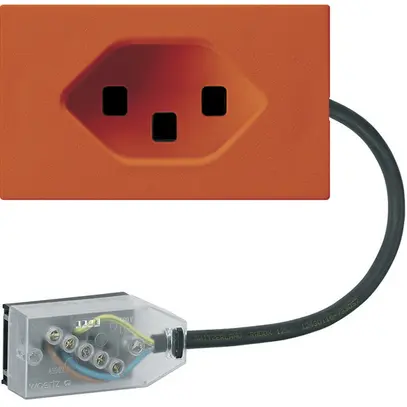 Presa INS 1×tipo 23 Hager FLF per cavo piatto Technofil L2 arancione 