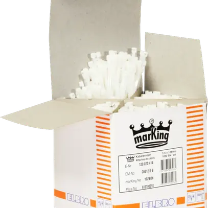 Kabelbinder Nylon 3.6/136mm weiss in Box à 1000 Stk 
