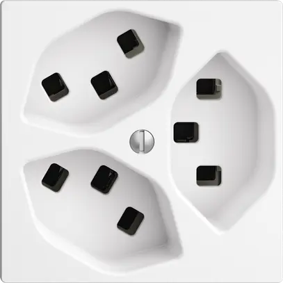 Prise EDIZIOdue 3×T23 blanc 16A, avec bornes enf. 