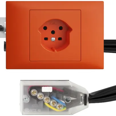 Presa INS EDIZIOdue T15 arancione 49…69mm per cavo piatto Technofil 