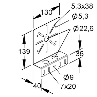 Placca di montaggio 140×130mm zinc.send. 